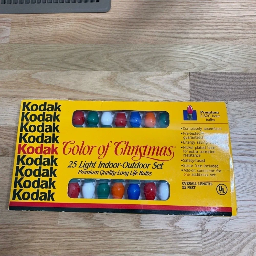 Vintage Kodak Color of Christmas 25 Light Indoor Outdoor Set NEW